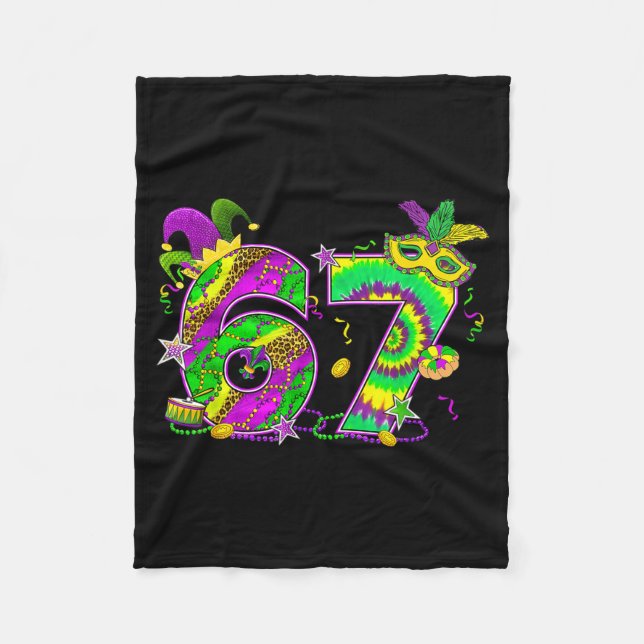 Mardi Gras Six Seven 6 7 Matching Costume Couple M Fleece Blanket (Front)