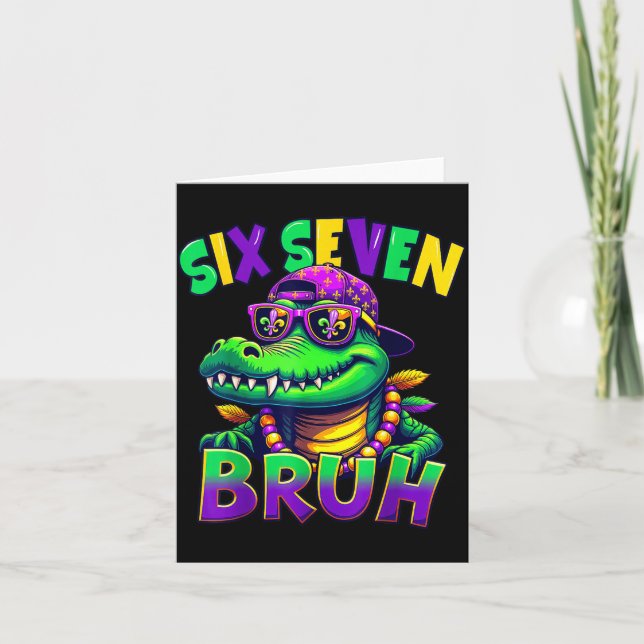 Mardi Gras Six Seven Bruh Card (Front)