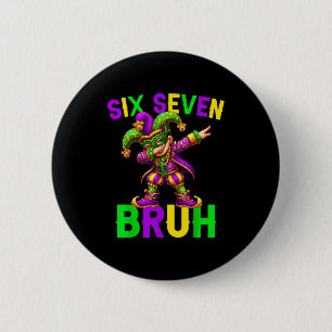 Mardi Gras Six Seven Bruh Dab Jester 6 7 Meme Fat  6 Cm Round Badge