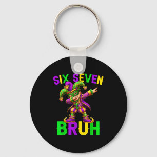 Mardi Gras Six Seven Bruh Dab Jester 6 7 Meme Fat  Key Ring