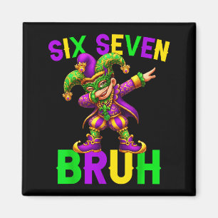 Mardi Gras Six Seven Bruh Dab Jester 6 7 Meme Fat  Magnet