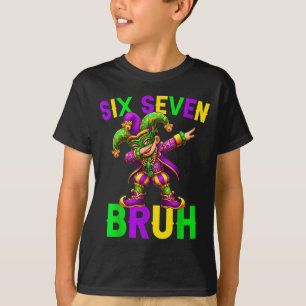 Mardi Gras Six Seven Bruh Dab Jester 6 7 Meme Fat  T-Shirt