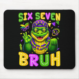 Mardi gras six seven bruh mardigator alligator 6 7 mouse pad