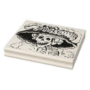 Mardi Gras skeleton illustration art stamp