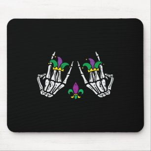 Mardi Gras Skeleton Rocker Hands Rock Music Men Bo Mouse Pad