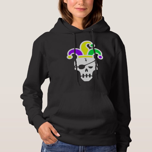 Mardi Gras Skull Jester Hat Carnival Mexican Parad Hoodie (Front)