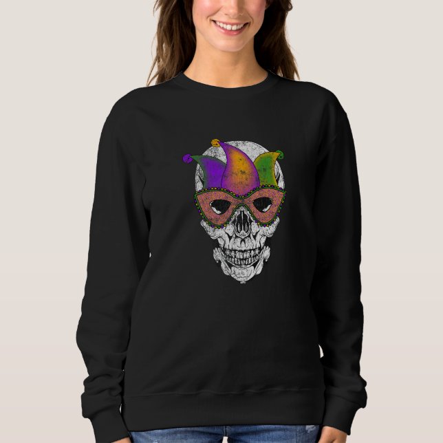 Mardi Gras Skull  Party Mask Parade Costume Sweatshirt (Front)