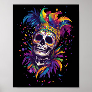Mardi Gras Skull Skeleton  Poster