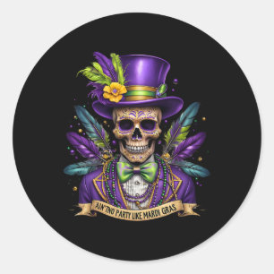 Mardi Gras Skull Top Hat New Orleans Witch Doctor  Classic Round Sticker