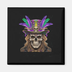 Mardi Gras Skull Top Hat New Orleans Witch Doctor Magnet