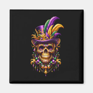Mardi Gras Skull Top Hat New Orleans Witch Doctor Magnet