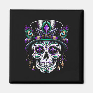 Mardi Gras Skull Top Hat New Orleans Witch Doctor Magnet