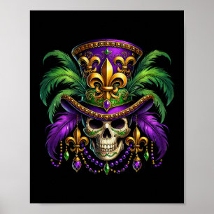 Mardi Gras Skull Top Hat New Orleans Witch Doctor Poster