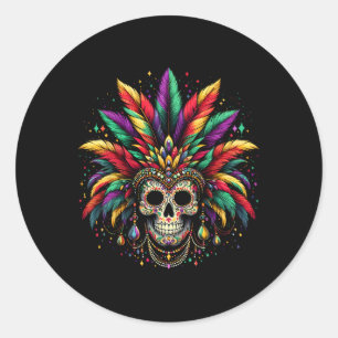 Mardi Gras Skull Witch Doctor New Orleans Men Wome Classic Round Sticker