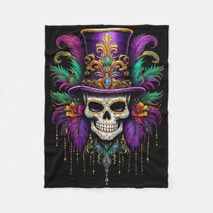 Mardi Gras Skull Witch Doctor New Orleans Men Wome Fleece Blanket