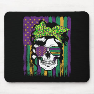 Mardi Gras Skull Women Headnd Gles Carnival Funny Mouse Pad