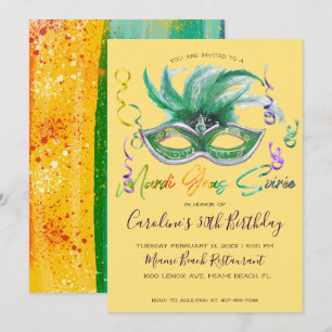 Mardi Gras Soiree 30th Birthday Invitation