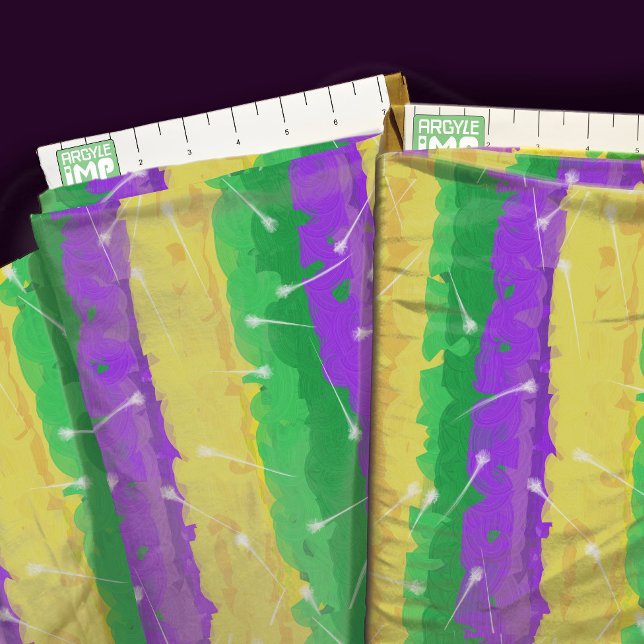 Mardi Gras Sparkle Flounce - Mardi Gras Colours Fabric (close-up with ruler)