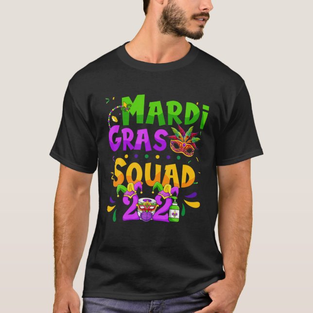 Mardi Gras Squad 2021 Louisiana New Orleans Family T-Shirt (Front)