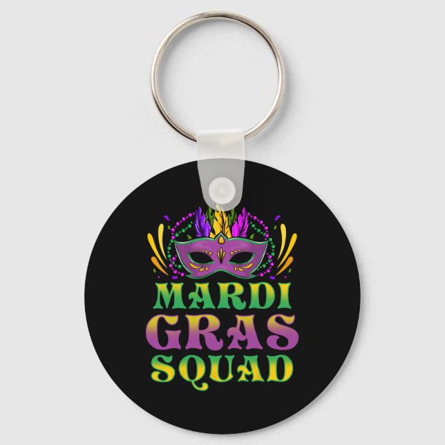Mardi Gras Squad Crew Friends  Key Ring (Front)