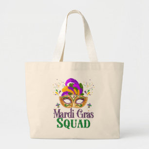 Mardi Gras Squad Large Tote Bag