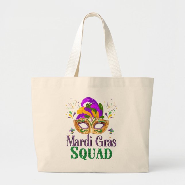 Mardi Gras Squad Large Tote Bag (Front)