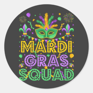 Mardi Gras Squad Matching Classic Round Sticker