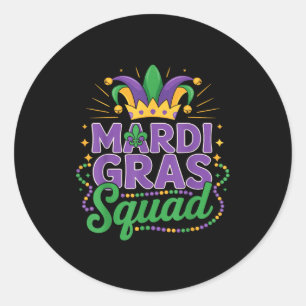 Mardi Gras Squad Matching Group Cruise Crew Party  Classic Round Sticker