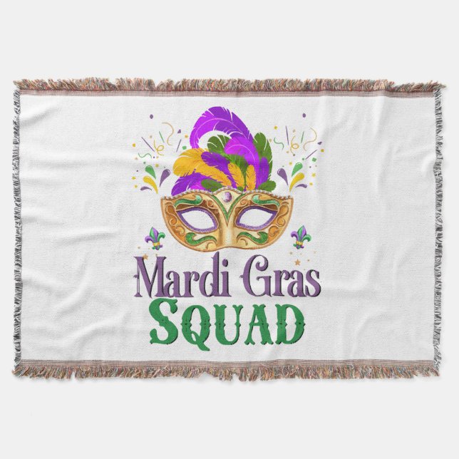 Mardi Gras Squad Throw Blanket (Front)