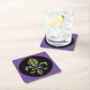 Mardi Gras Square Paper Coaster