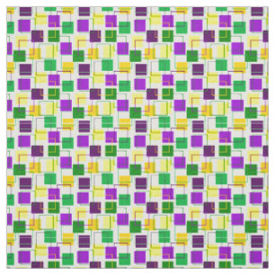 Mardi Gras Squares and Outlines  Fabric
