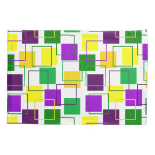Mardi Gras Squares and Outlines Pillowcase