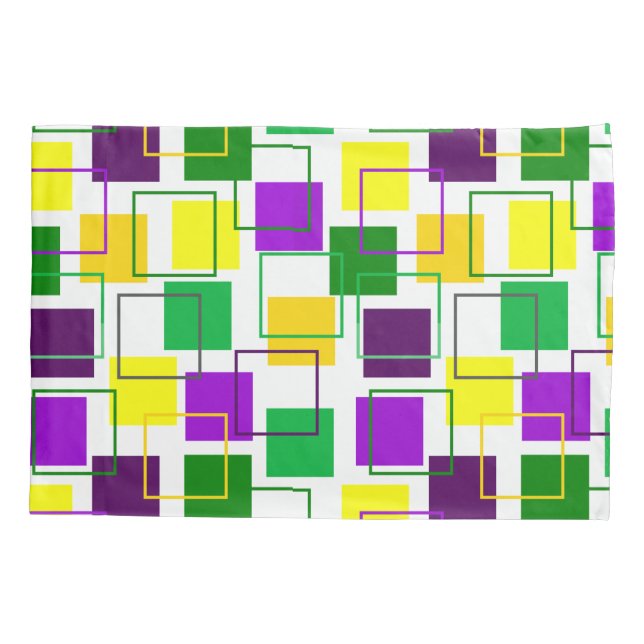 Mardi Gras Squares and Outlines Pillowcase (Back)