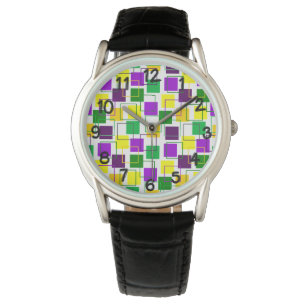 Mardi Gras Squares and Outlines  Watch