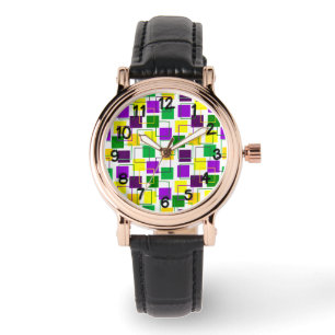 Mardi Gras Squares and Outlines  Watch
