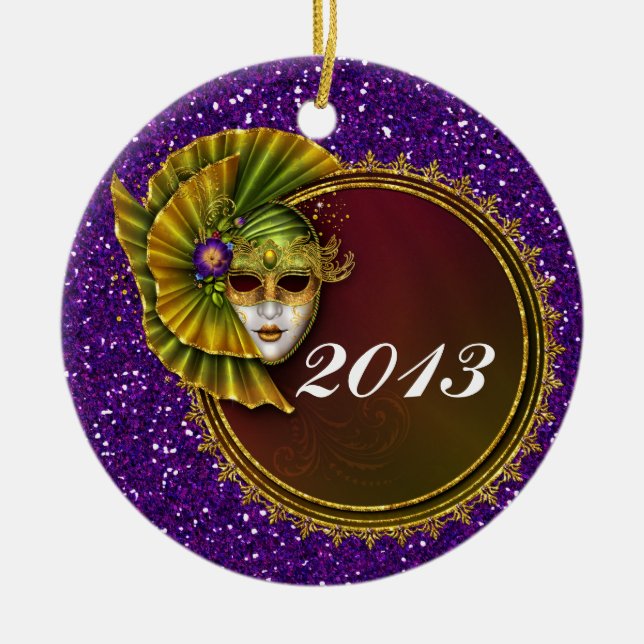 Mardi Gras - SRF Ceramic Tree Decoration (Front)