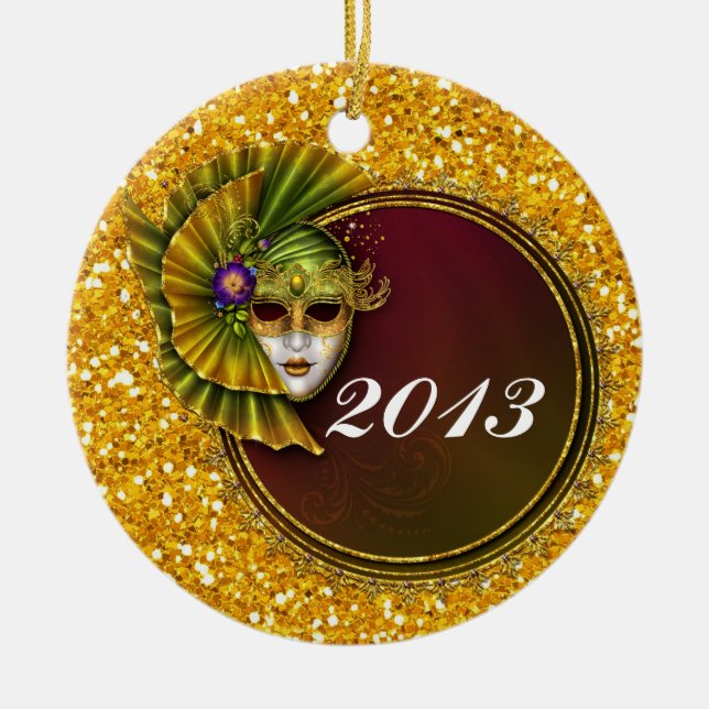 Mardi Gras - SRF Ceramic Tree Decoration (Front)