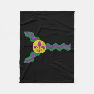 Mardi Gras St. Louis Flag Soulard Distressed  Fleece Blanket