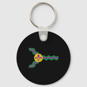 Mardi Gras St. Louis Flag Soulard Distressed Key Ring