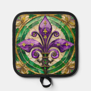 Mardi Gras Stained Glass Fleur de lis  Pot Holder