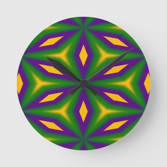 Mardi Gras Star Round Clock (Front)