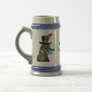 Mardi Gras Steampunk Party Animal Alligator Beer Stein