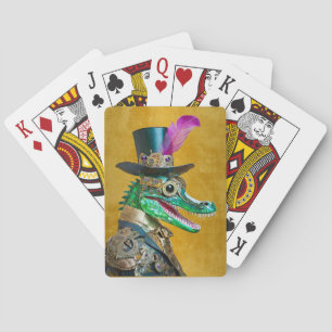 Mardi Gras Steampunk Party Animal Alligator Playing Cards