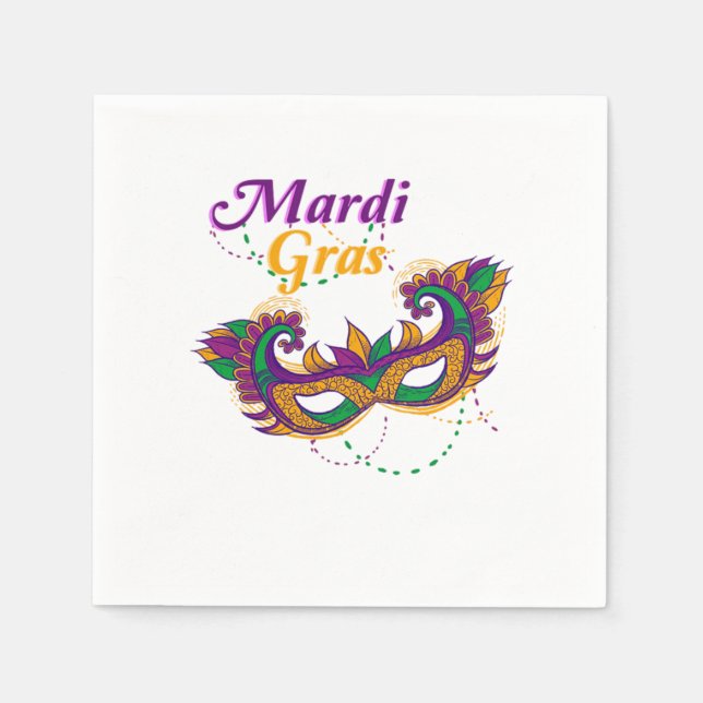 Mardi Gras Street Party Carnival Mask Gift Napkin (Front)