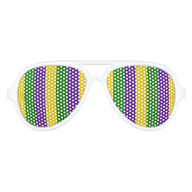 Mardi Gras Striped Pattern Aviator Sunglasses (Front)