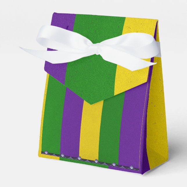 Mardi Gras Striped Pattern Favour Box (Front Side)