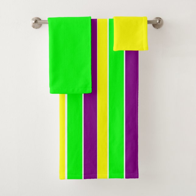 Mardi Gras Stripes Bath Towel Set (Insitu)