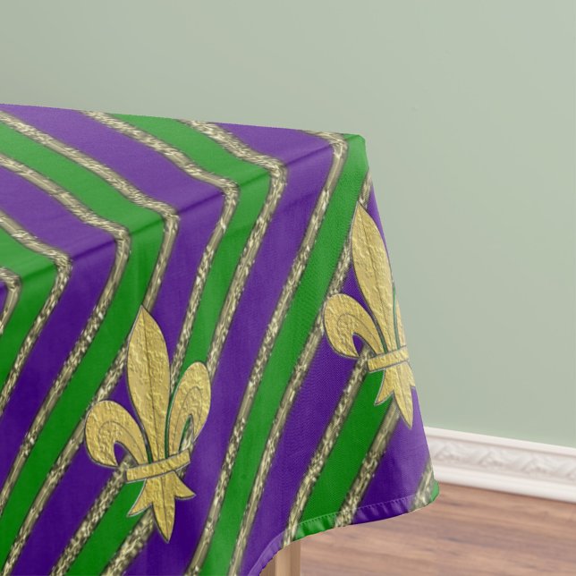 Mardi Gras Stripes & Fleur de Lys  Tablecloth (Creator Uploaded)