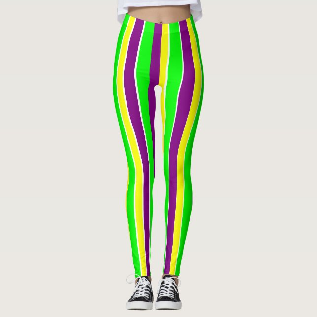 Mardi Gras Stripes Leggings (Front)