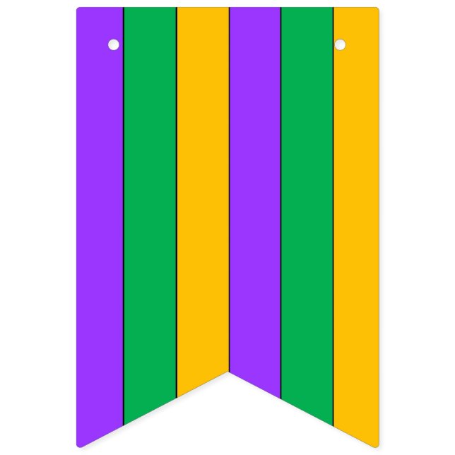Mardi Gras Stripes Pattern Purple Green Yellow Bunting (First Flag)